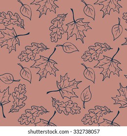 Seamless pattern with hand drawn leaves. 