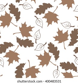 Seamless pattern with hand drawn leaves. 