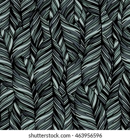 Seamless pattern with hand drawn leaves. Tropical background.