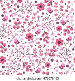 seamless pattern with hand drawn leaves and flowers. Vintage set for invitations. save the date cards and other design.