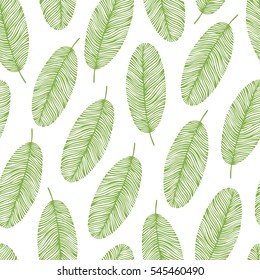 Seamless pattern with hand drawn leaves.