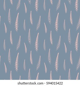 seamless pattern with hand drawn  leaves, branch, petals.  Floral background. Plant ornament.