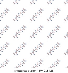 seamless pattern with hand drawn  leaves, branch, petals.  Floral background. Plant ornament.