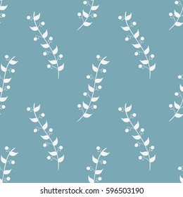 seamless pattern with hand drawn  leaves, branch, petals.  Floral background. Plant ornament.