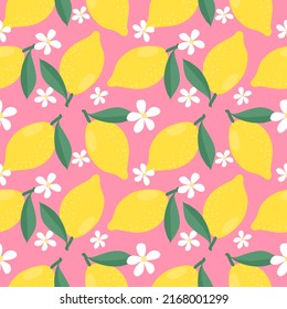 Seamless pattern with hand drawn lemon. Background for textile, wrapping paper, fashions, illustrations.