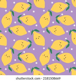 Seamless pattern with hand drawn lemon. Background for textile, wrapping paper, fashions, illustrations.