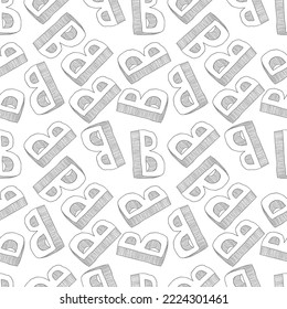 Seamless pattern with hand drawn letter B