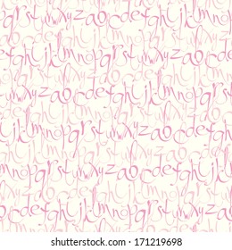 Seamless pattern with hand drawn letters. Neutral background, vector illustration 