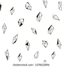 Seamless pattern with hand drawn line art Minerals, Crystals, Gems. Magic fairytale themed print. Magical elements background.