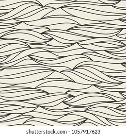 Seamless pattern with hand drawn linear waves. Abstract modern vector background.
