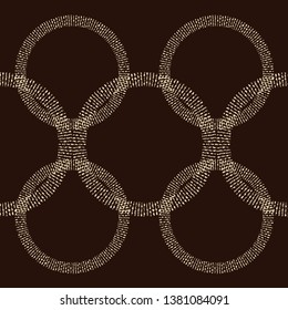 Seamless pattern of hand drawn linear hatching. Engraving. Old paper. Polka dot. Brown and beige. Vector illustration. Can be used for wallpaper, textile, invitation card, wrapping, web.