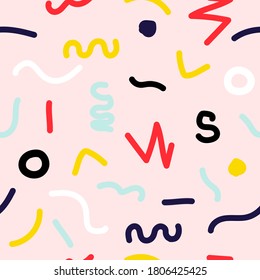 Seamless pattern with hand drawn lines. Abstract background. Vector illustration.