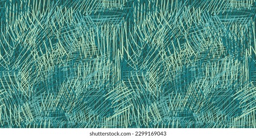 Seamless pattern of hand drawn lines in green and turquoise colors. Vector illustration.
