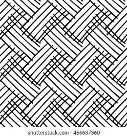 Seamless pattern with hand drawn lines. Vector illustration. Black and white seamless pattern. 
