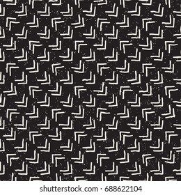 Seamless pattern with hand drawn lines. Abstract background with freehand brush strokes. Black and white grunge texture. Ornament for wrapping paper.
