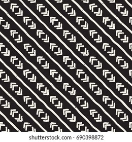 Seamless pattern with hand drawn lines. Abstract background with freehand brush strokes. Black and white grunge texture. Ornament for wrapping paper.