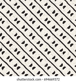 Seamless pattern with hand drawn lines. Abstract background with freehand brush strokes. Black and white grunge texture. Ornament for wrapping paper.