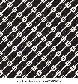 Seamless pattern with hand drawn lines. Abstract background with freehand brush strokes. Black and white grunge texture. Ornament for wrapping paper.