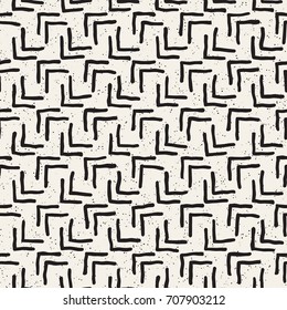 Seamless pattern with hand drawn lines. Abstract background with freehand brush strokes. Black and white grunge texture. Ornament for wrapping paper.
