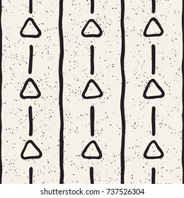 Seamless pattern with hand drawn lines. Abstract background with freehand brush strokes. Black and white grunge texture. Ornament for wrapping paper.