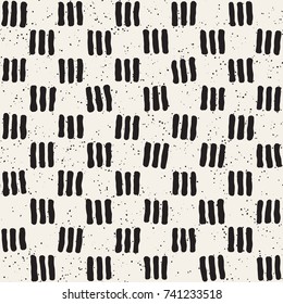 Seamless pattern with hand drawn lines. Abstract background with freehand brush strokes. Black and white grunge texture. Ornament for wrapping paper.