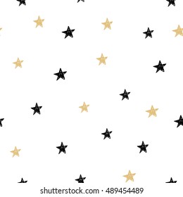 Patrón sin fisuras con estrellas pequeñas dibujadas a mano