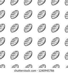 Seamless pattern hand drawn loaf. Doodle black sketch. Sign symbol. Decoration element. Isolated on white background. Flat design. Vector illustration.