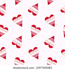 Seamless pattern of hand drawn love hearts on isolated background. Romantic design for Valentine’s day, mother’s day, wedding celebration, greeting card, paper crafts, home and nursery decor. 