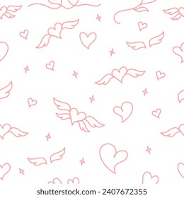 seamless pattern with hand drawn love heart doodles. valentine seamless pattern for backgrounds, wallpaper, wrapping paper, textile prints, scrapbooking, stationary etc. 