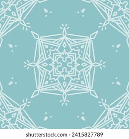 Seamless pattern with hand drawn mandala ornament. The print is well suited for textiles, wallpaper and packaging.
