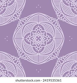 Nahtloses Muster mit handgezeichnetem Mandala-Ornament. Der Druck eignet sich gut für Textilien, Tapeten und Verpackungen.