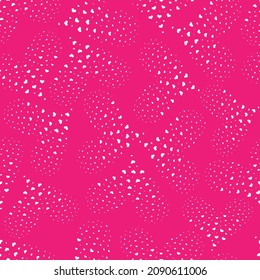 Seamless pattern with hand drawn many white  hearts on the pink background. Design for fashion, fabric, textile, packaging paper, gift paper and a print on a different product. Happy Valentines day.
