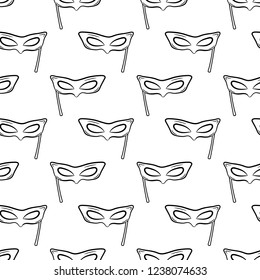 Seamless pattern hand drawn mask. Doodle black sketch. Sign symbol. Decoration element. Isolated on white background. Flat design. Vector illustration.
