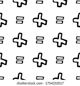 Seamless pattern with hand drawn mathematics. Doodle style vector illustration isolated on white background. For interior design, wallpaper, packaging, posters, cards.