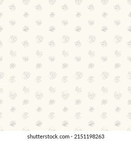 Seamless pattern with hand drawn meadow flowers in Ditzy style. Stylish dark illustrations on beige background for surface design and other design projects