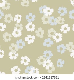 Seamless pattern with hand drawn meadow flowers in Ditzy style. Floral patterns with muted, elegant color palettes and occasional splashes of color