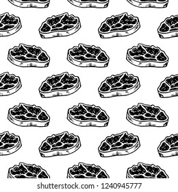 Seamless pattern hand drawn meat. Doodle black sketch. Sign symbol. Decoration element. Isolated on white background. Flat design. Vector illustration.