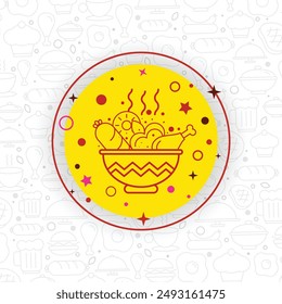 Seamless pattern hand drawn of and meatballs Foods bowl outline