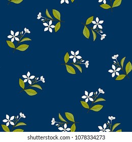 Seamless pattern with hand drawn medicinal herb holarrhena, or bitter oleander. Vector illustration