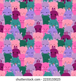 Seamless pattern with hand drawn monsters. Background for textile, wrapping paper, fashions, illustrations.
