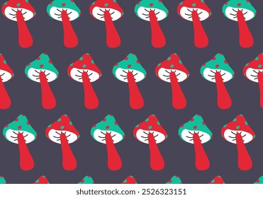 Seamless pattern with hand drawn mushrooms.