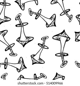 Seamless pattern with hand drawn mushrooms