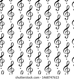 Seamless pattern of hand drawn music notes, vector illustration