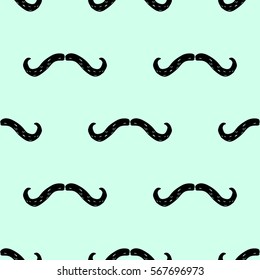 Seamless pattern with hand drawn mustache on light background for packaging, textiles, wallpaper, paper, cards