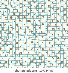 Seamless pattern of hand drawn netting structure and dots, endless abstract background for textiles, interior design, for book design