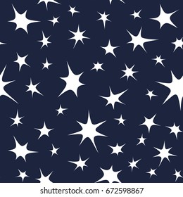 Seamless pattern with hand drawn night stars. Abstract vector background.