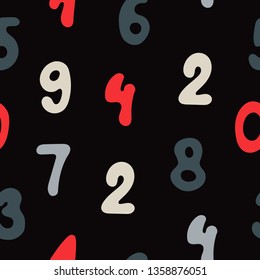 Seamless pattern with hand drawn numbers