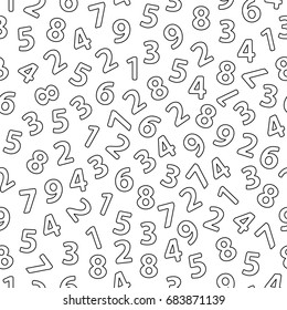 Seamless pattern from the hand drawn numerals. Vector illustration