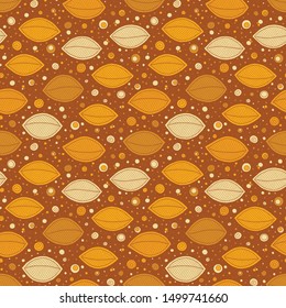 Seamless pattern with hand drawn orange leaves made with doodle style. Trendy scandinavian design concept for fashion textile print. Nature illustration.