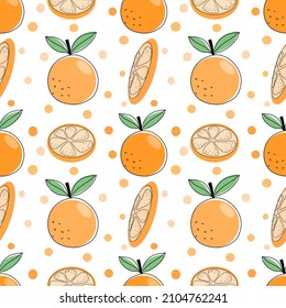 Seamless pattern with hand drawn Orange. Background for textile, wrapping paper, fashions, illustrations.